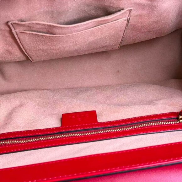 Gucci GG Logo Printed Red Leather Padlock Shoulder Bag with Gold Tone Lock - Picture 10 of 10